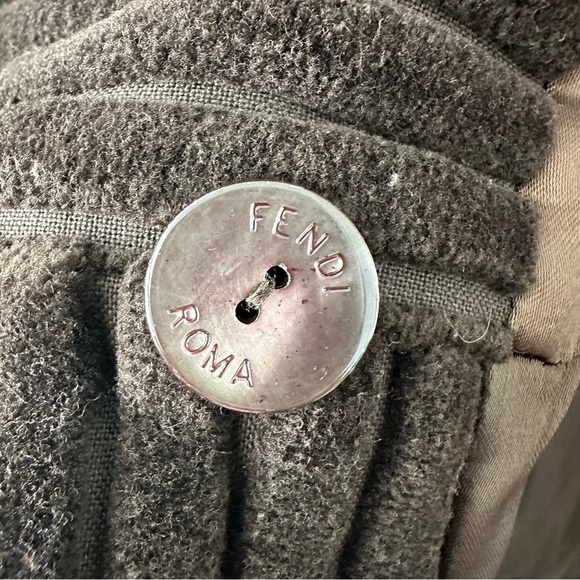 VINTAGE Fendi Brown Striped Fur Trim Jacket Coat SZ US 6 - Picture 6 of 13